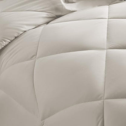 CozyLux Queen Comforter Set Beige - Bed in a Bag Queen Size 7 Pieces, Luxury Soft Bed Set for All Seasons, Bedding Set with Down Alternative Comforter, Sheets, Pillowcases & Shams