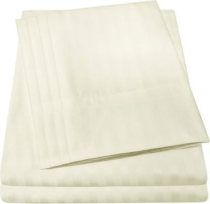 Full Size Bed Sheets - 6 Piece 1500 Supreme Collection Fine Brushed Microfiber Deep Pocket Full Sheet Set Bedding - 2 Extra Pillow Cases, Great Value, Full, Dobby Beige