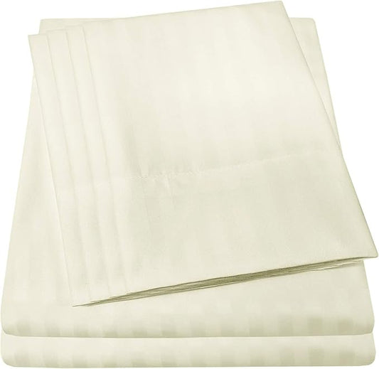 Cal King Size Bed Sheets - 6 Piece 1500 Supreme Collection Fine Brushed Microfiber Deep Pocket California King Sheet Set Bedding - 2 Extra Pillow Cases, Great Value, California King, Dobby Beige
