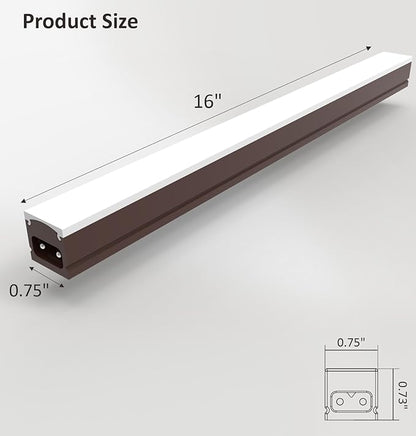 Under Cabinet Lighting Plug in, 16 Inch 1 Pc, Linkable AC120V 3CCT 3000K/4000K/5000K Ultra Slim, LED Under Cabinet Lights for Counter Light, Kitchen, Shelf, Sink, Workshop, Desk, Bronze