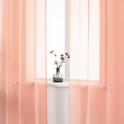 DUALIFE 2 Panels Pink Sheer Curtains 108 Inch Length for Girls Kid Room - Bed Canopy Voile Drape Curtains for Wedding Party Backdrop,52 Wide by 108 Long
