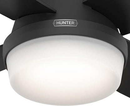 Hunter Fan Company, 52388, 52 inch Dempsey Matte Black Ceiling Fan with LED Light Kit and Handheld Remote