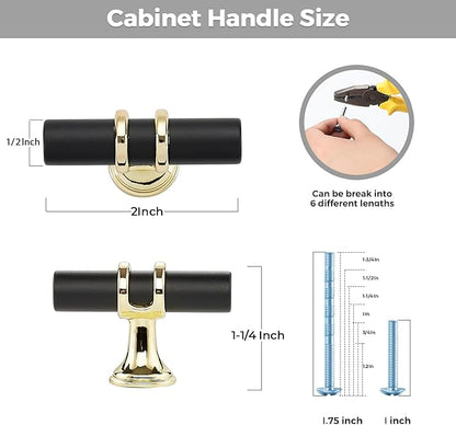 30 Pack Black&Gold Cabinet Knobs - Kitchen Cabinet Knobs Cabinet Pulls for Kitchen Cabinet Drawer Stainless Steel Dresser Knobs for Cabinet Hardware 2in Length Single Hole