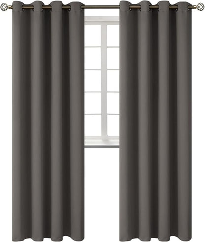 BGment Blackout Curtains for Bedroom - Grommet Thermal Insulated Room Darkening Curtains for Living Room, Set of 2 Panels (52 x 95 Inch, Grey)