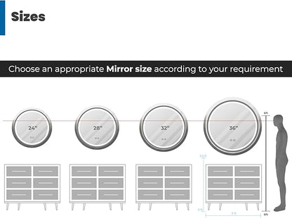 Circle LED Mirror for Bathroom, Anti-Fog & Dimmable Touch Switch, 32 inches, Gold