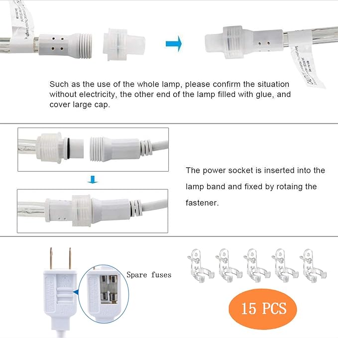 50ft 360 LED Rope Lights Outdoor, Connectable and Flexible Tube Lights with 8 Modes, Waterproof Indoor Outdoor LED Rope Lighting for Deck, Garden, Pool, Patio, Indoor Outdoor Decorations (Multicolor)