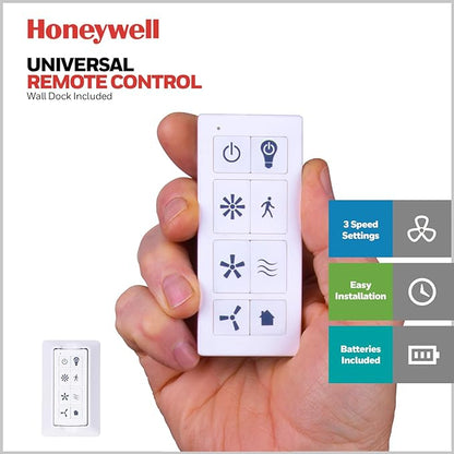 Honeywell Ceiling Fans Xerxes Modern 62 Inch Ceiling Fan with Light, Remote Control Fan, LED Indoor Fan with 8 Blades, Dark Elm and Rough Pine Blade Finish Options, Bronze (50609-01)