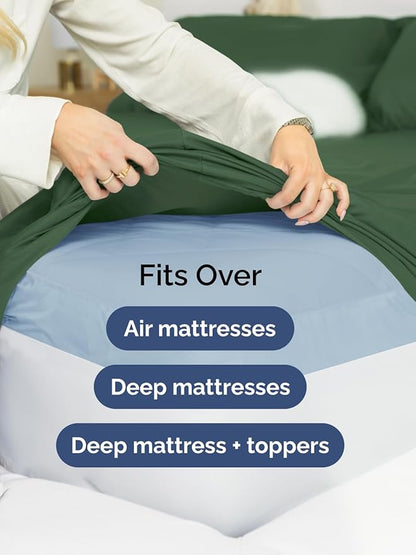 Extra Deep King Sheet Set - 6 Piece Breathable and Cooling Sheets - Hotel Luxury Bed Sheets Set - Easy Fit - Soft, Wrinkle Free and Comfy Sheets Set - Emerald Green Sheet Set with Extra Deep Pockets