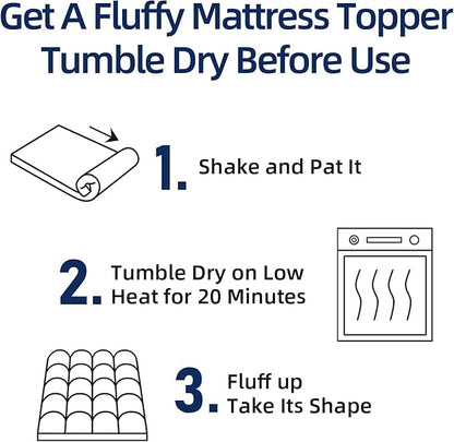 Mattress Topper Twin for Back Pain, Extra Thick Mattress Pad Cover, Plush Pillow Top, Deep Elastic Pocket, Navy
