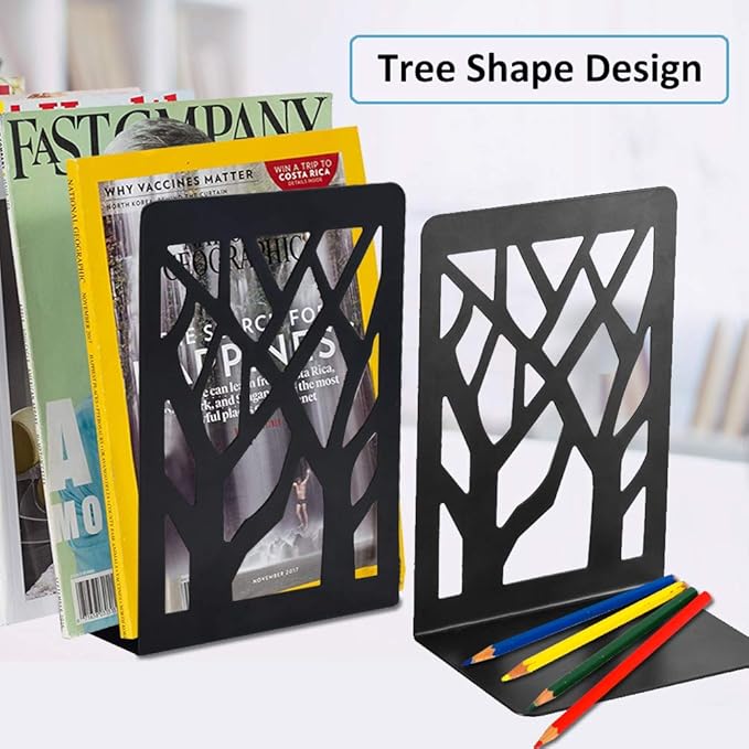 Decorative Metal Bookends Black Set of 4