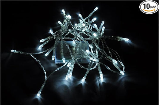 Karlling Battery Operated White 40 LED Fairy Light String Wedding Party Xmas Christmas Decorations(White,10 Pack)