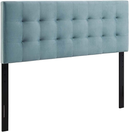 Modway Lily Queen Biscuit Tufted Performance Velvet Headboard, Light Blue