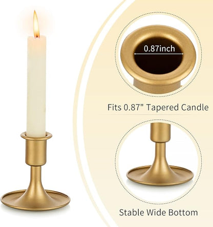 Candlestick Holders Taper Candle Holders, Romadedi Gold Candle Stick Candle Holder for Table Centerpiece, Wedding Reception, Festive Christmas Mantel Decoration or Home Decor, Set of 2