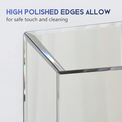 Pregaspor Wall Mirror for Bathroom, 24" x 36" Rectangular Frameless Vanity Mirror, Polished Beveled for Over Sink