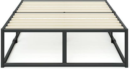 Zinus Joseph 18 Inch Platform Bed Frame, Wood Slat Support, No Box Spring Needed, Eco Friendly WonderBox(TM) Packaging, Easy Assembly, Black, King