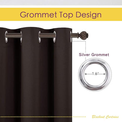 NICETOWN Room Darkening Curtains for Kitchen, Toffee Brown, Set of 2, 42 inches Wide by 50 inches Long, Window Treatment Thermal Insulated Solid Grommet Room Darkening Curtains/Drapes for Bedroom