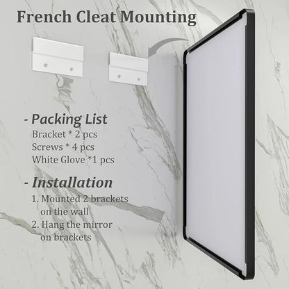48x30 Inch Black Framed Mirror for Wall, Matte Black Bathroom Rectangle Mirror, Rounded Corner, Anti-Rust, Shatterproof (Horizontal/Vertical)