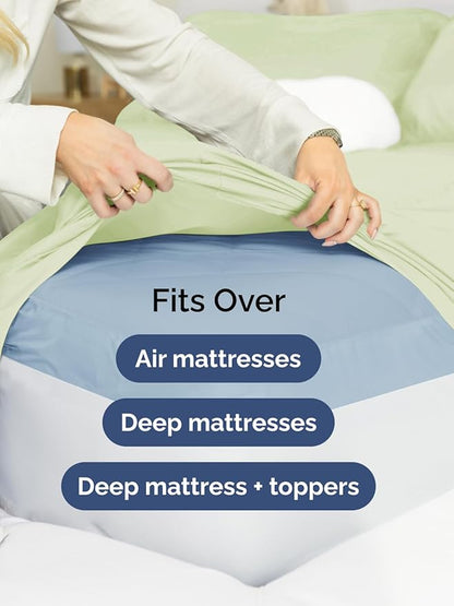 Extra Deep Cal King Sheet Set - 6 Piece Breathable and Cooling Sheets - Hotel Luxury Bed Sheets Set - Easy Fit - Soft, Wrinkle Free and Comfy Sheets Set - Light Sage Sheet Set with Extra Deep Pockets