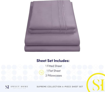 California King Sheet Sets - Breathable Luxury Sheets with Full Elastic & Secure Corner Straps Built In - 1800 Supreme Collection Cal King Deep Pocket Bedding Set, Sheet Set, California King, Plum