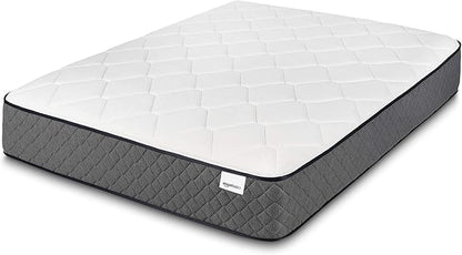 Amazon Basics Memory Foam Mattress, Queen Size Mattress, Hybrid, 12 Inch, Medium Feel, Motion Isolation Springs, White/Gray