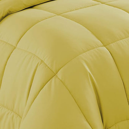 Sweet Home Collection 5 Piece Comforter Set Bag Solid Color All Season Soft Down Alternative Blanket & Luxurious Microfiber Bed Sheets, Yellow, Twin (Pack of 4)