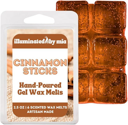 Cinnamon Trio Gel Wax Melts - Jelly Cubes for Wax Warmer, Reusable Mess Free 96 Hr Burn Time, Paraben Phthalate Free Melts, Includes Welcome Home, Cinnamon Sticks, Cinnamon Apple Pie