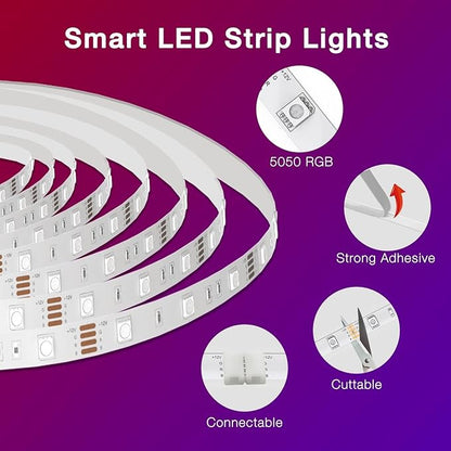 DAYBETTER 100 ft Smart WiFi Led Lights, Led Strip Lights Work with Alexa and Google Assistant, App Voice Remote Control Music Sync Color Changing RGB Strip Lighting for Bedroom Room Decor, 50 ft *2
