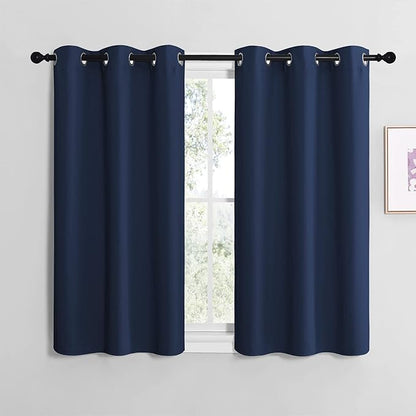 NICETOWN Blackout Draperies Curtains, Navy, 1 Pair, 34 x 36 inches, All Season Thermal Insulated Solid Grommet Top Blackout Curtains/Drapes for Kid's Room