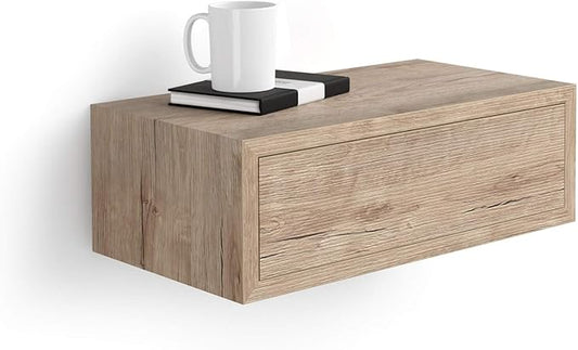 Mobili Fiver, Riccardo Floating nightstand, Oak, Made in Italy