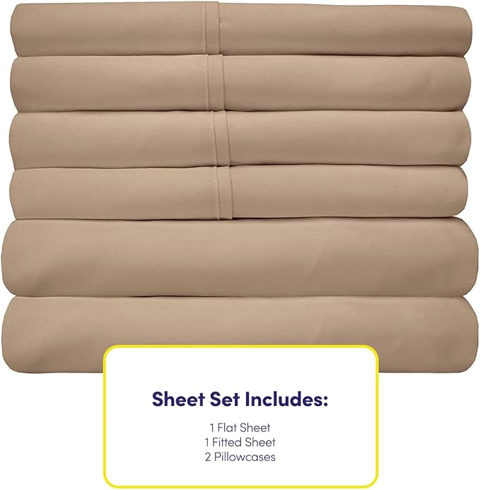 Twin XL Size Bed Sheets - 4 Piece 1500 Supreme Collection Fine Brushed Microfiber Deep Pocket Twin X-Large Sheet Set Bedding - 1 EXTRA PILLOW CASES, GREAT VALUE, Twin XL, Taupe