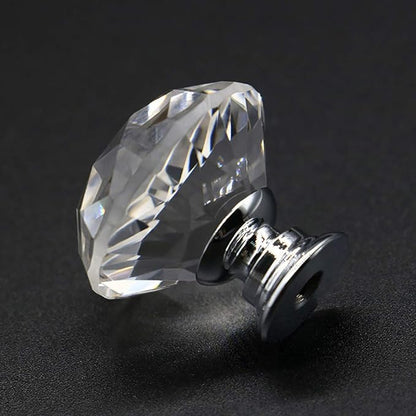Joyhey 2 Pack 30 mm Diamond Shaped Glass Crystal Knobs with 3 Size Screws for Cabinet, Drawer, Cupboard, Dresser