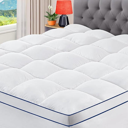 CYMULA RV King Mattress Topper, Cooling Mattress Pad Cover, Extra Thick Pillow Top Mattress Topper with 8-21 Inch Elasticated Deep Pockets, Plush Down Alternative Fill Mattress Protecto