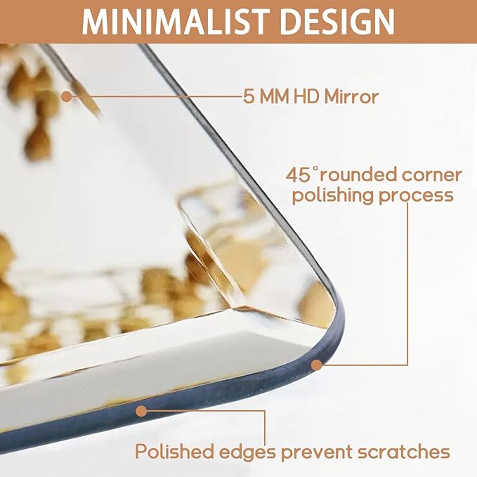 Frameless Bathroom Mirror for Over Sink,Wall Mounted Vanity Mirrors 14x18in,Rounded Rectangle Mirror Frameless with Polished Edge for Bedroom,Living Room,Entryway,Shatterproof (Horizontal/Vertical)