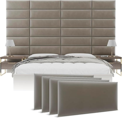 Vänt Upholstered Wall Panels - King/Cal King Size Wall Mounted Velvet Headboards - Velvet Sand Storm - Twin/King - Set of 4 Panels (Each Individual Panel 39"x11.5")