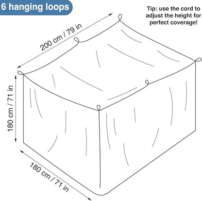 Mosquito Net for Single to King-Sized Beds – No Openings & 6 Hanging Loops – Decorative Rectangular Shape for Home & Travel – Bed Canopy Hanging Kit & Carrying Bag Included