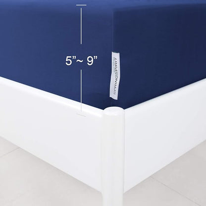 King Size Box Spring Cover with Smooth and Elastic Woven Material, Alternates for Bed Skirt, Wrinkle & Fading Resistant, Washable, Dustproof, Navy