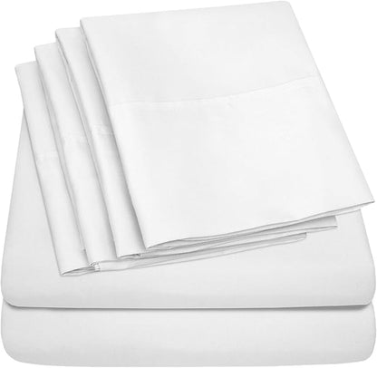 King Size Bed Sheets - 6 Piece 1500 Supreme Collection Fine Brushed Microfiber Deep Pocket King Sheet Set Bedding - 2 Extra Pillow Cases, Great Value, King, White
