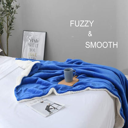 NANPIPER Flannel Blanket Reversible Sherpa Throw Blanket Super Soft Fuzzy Plush Fleece for Bed/Couch Lightweight(50"x60",Princess Blue)