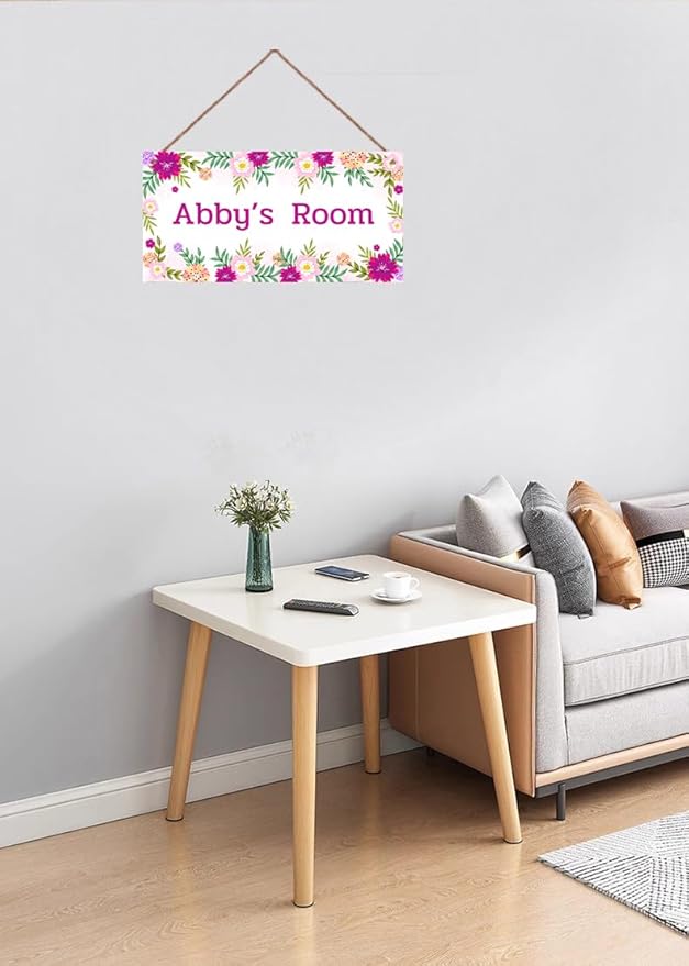 Personalized Flower Sign For Kids Room Boys Bedroom Door Decor,Custom Name Wall Art Decor Decorative Plate for Girls Room Nursery Little Man Cave