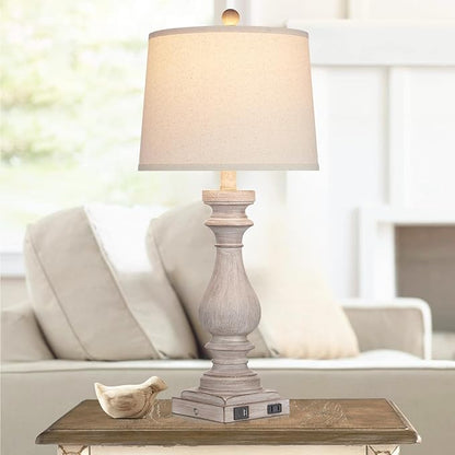 29" Tall Table Lamp for Living Room Set of 2,Vintage Bedside Nightstand Lamps with USB C+A Ports & AC Outlet,3-Way Dimmable Touch Control Desk Lamp for Bedroom,Color 2