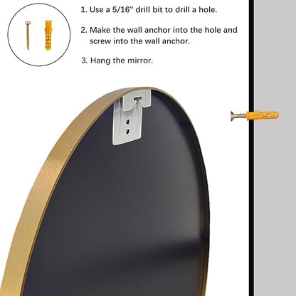 Gold Round Mirror, Circle Mirror 26 inch, Gold Circle Mirrors Metal Frame, Round Mirrors for Wall, Living Room, Bathroom, Entryway, Rustic.