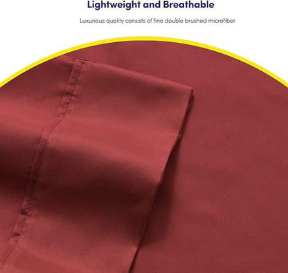 Twin Size Bed Sheets - 4 Piece 1500 Supreme Collection Fine Brushed Microfiber Deep Pocket Twin Sheet Set Bedding - 1 EXTRA PILLOW CASES, GREAT VALUE, Twin, Burgundy