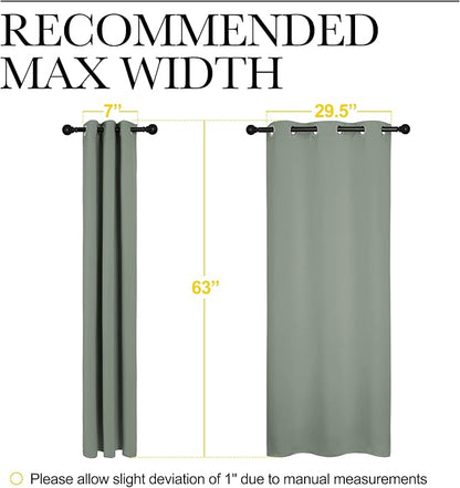 NICETOWN Bedroom Curtain Panels Blackout Draperies, Thermal Insulated Solid Grommet Blackout Curtains/Drapes (1 Pair, 34 by 63 inches, Greyish Green)