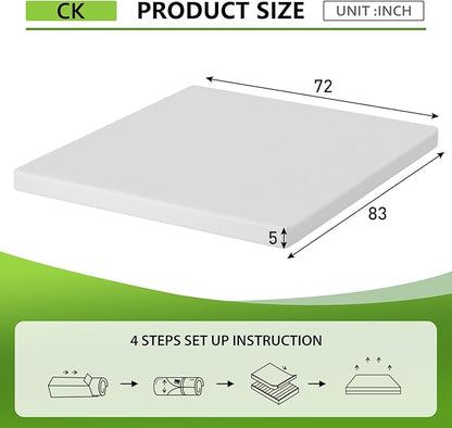 BestMassage | 5 Inch California King Mattress | Gel Memory Foam | Medium Firm Feel | White | Bed in a Box, CertiPUR-US Certified | Pressure Relief, Cooling Ventilated Foam | Breathable Knit Cover