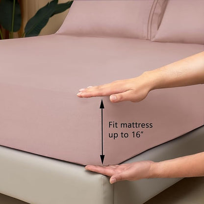 Mejoroom Bed Sheets Set,Extra Soft Luxury Full Sheets with 16 Inch Deep Pocket,Premium Bedding Collection - Breathable Wrinkle Fade Stain Resistant Hypoallergenic - 4 Piece (Full, Dusty Pink)