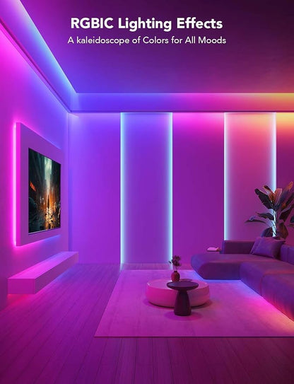 Govee RGBIC LED Strip Lights, 32.8ft Smart LED Lights for Bedroom, Bluetooth LED Lights APP Control, DIY Multiple Colors on One Line, Color Changing LED Strip Lighting Music Sync, Home Decor