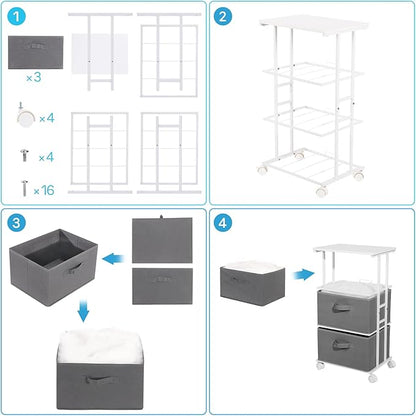 MAX Houser Dresser Tower with 3 Drawers,Fabric Dresser Drawer Organizer Unit,Dresser Chest with Wood Top,Vertical Storage Dresser,Small Dresser for Bedroom,Office-Dark Grey