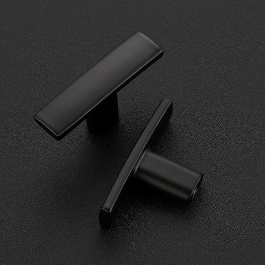 1 Pack Black Cabinet Knobs - Curved Cabinet Pulls Matte Black Knobs for Kitchen Drawer Solid Dresser Hardware 1-3/4 Inch Length Single Hole