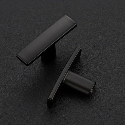 3 Pack Black Cabinet Knobs - Curved Pulls Matte Black for Kitchen Drawer Solid Dresser Hardware 1-3/4 Inch Length Single Hole