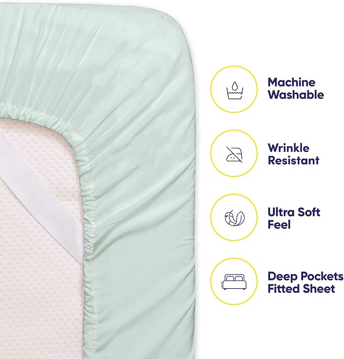 Sweet Home Collection 6 Piece 1500 Supreme Collection Brushed Microfiber Deep Pocket Sheet Set-2 Extra Pillow Cases, Great Value, Rv Short Queen, Mint